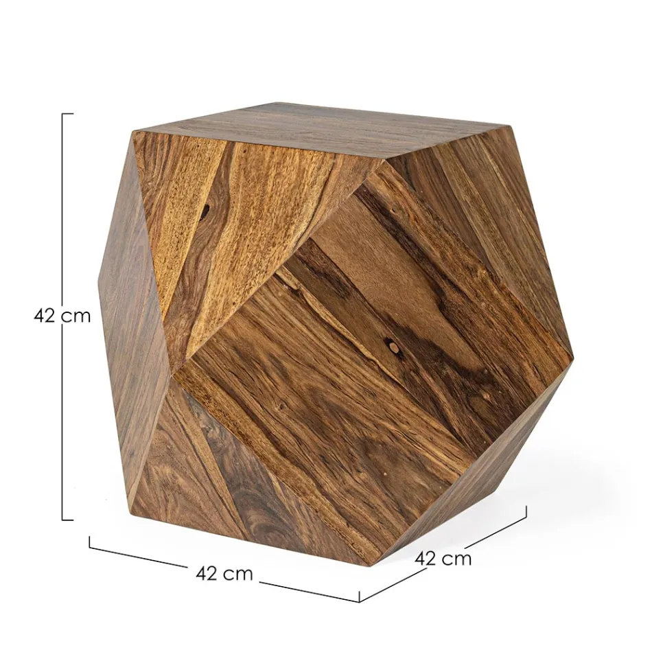 Soffbord i Sheesham Wood Design Polygonal Homemotion - Torrice Viadurini