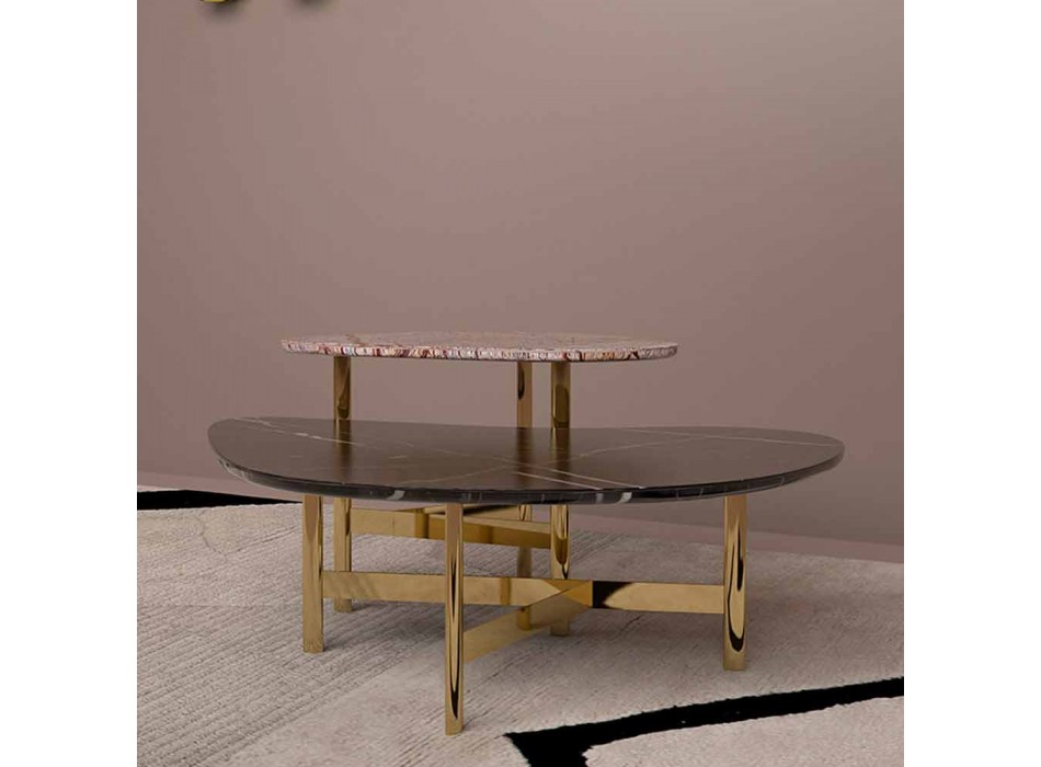 Loungebord i svart Marquinia eller Forest Brown Marble Tillverkad i Italien - Manolo Viadurini
