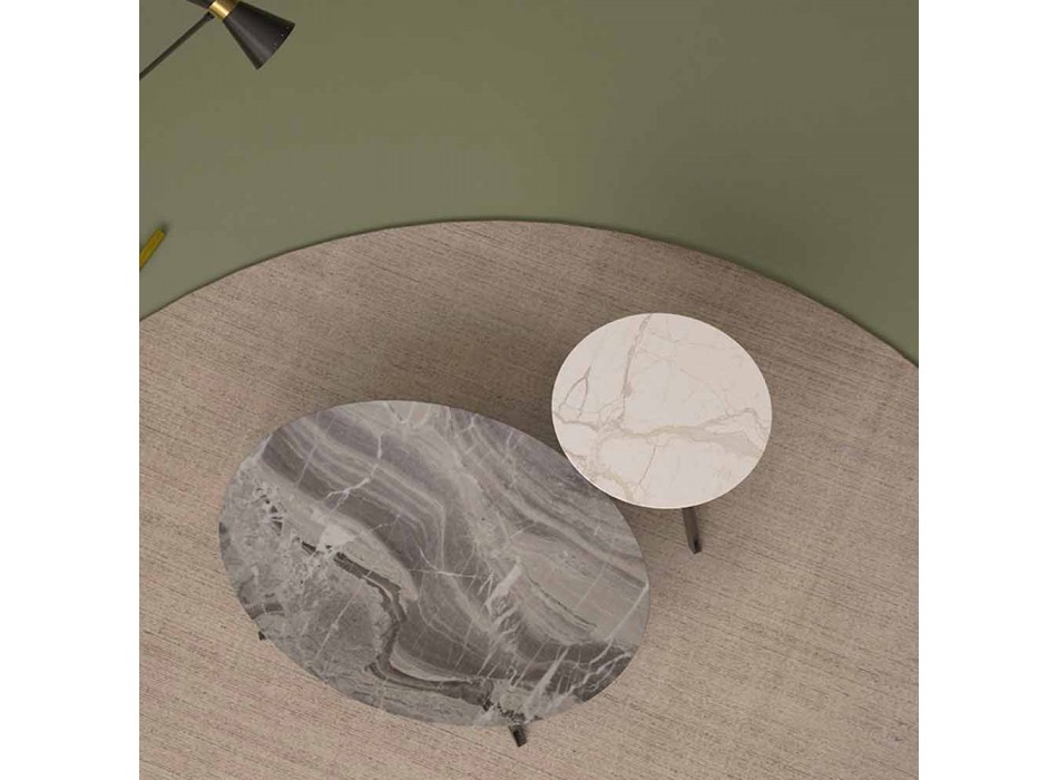 Loungebord i Orobico eller Calacatta marmor och metall Tillverkad i Italien - Sirena Viadurini