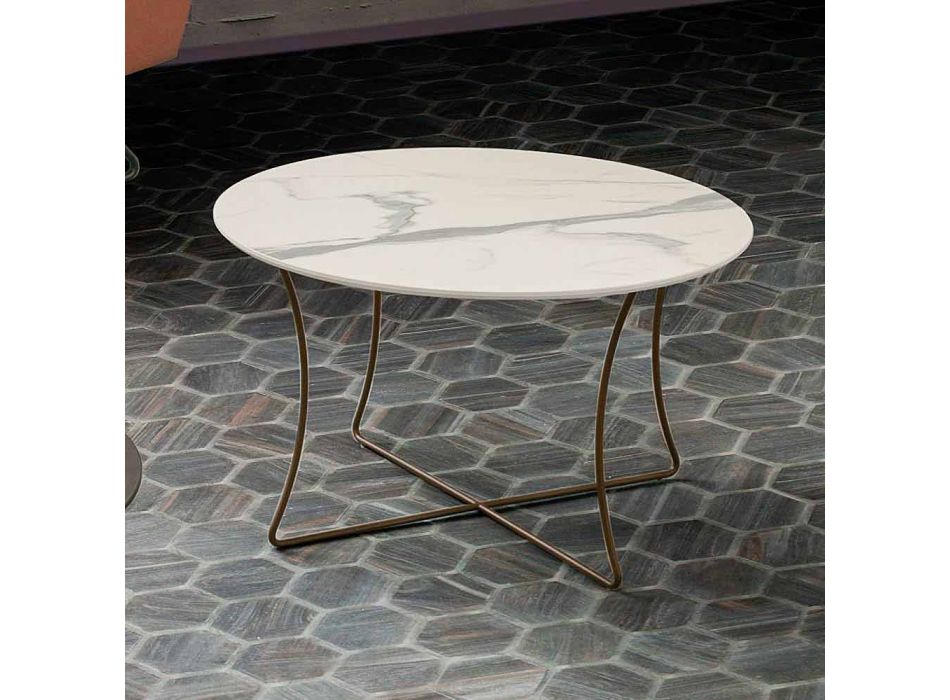 Soffbord i målad metall med Hpl-topp tillverkad i Italien - Numbo Viadurini