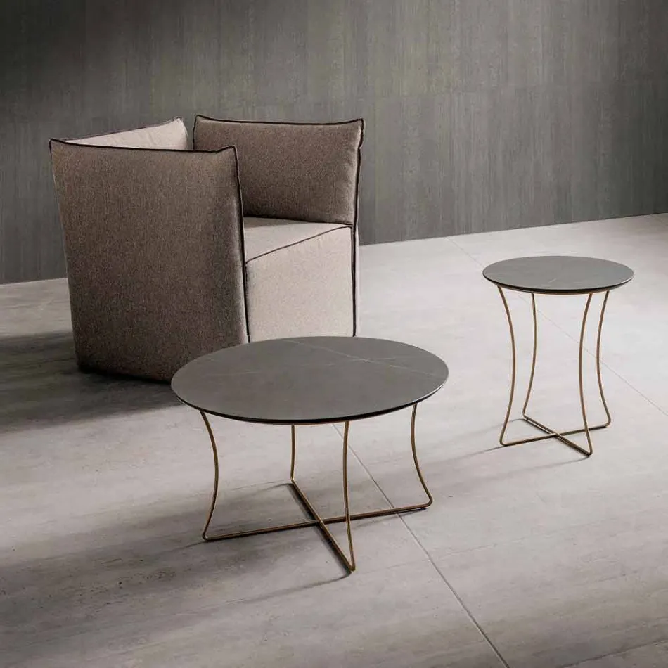 Soffbord i målad metall med Hpl-topp tillverkad i Italien - Numbo Viadurini