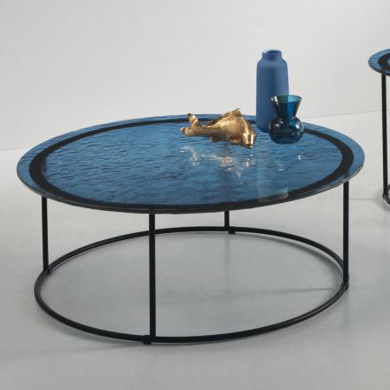 Soffbord i hamrat glas och metall Tillverkat i Italien - Massimiliano Viadurini