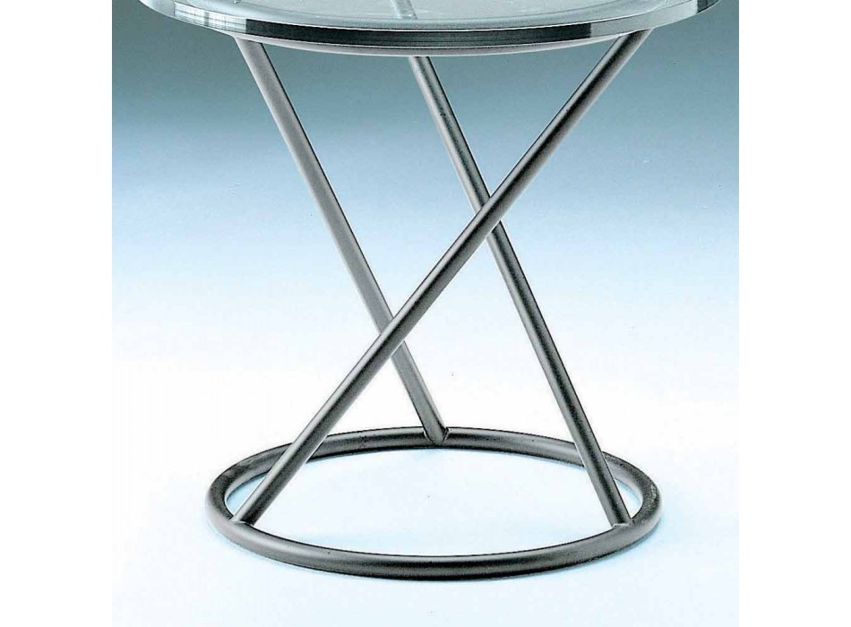 Soffbord i härdat glas med stålbotten tillverkad i Italien - Pegaso Viadurini