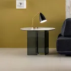 Soffa på soffbord i rökt glas och rund keramisk topp - slumpmässig Viadurini