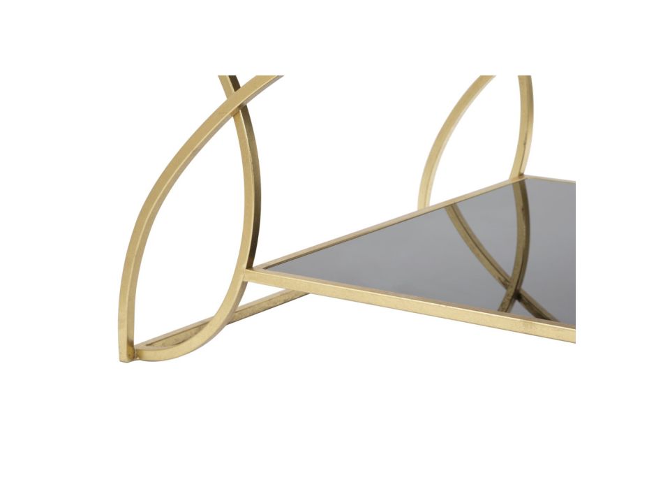Guld rektangulärt soffbord i järn med glasskiva - symbol Viadurini