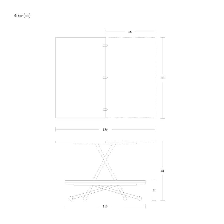 Transformerbart soffbord i metall och trä Tillverkat i Italien - Veneris Viadurini