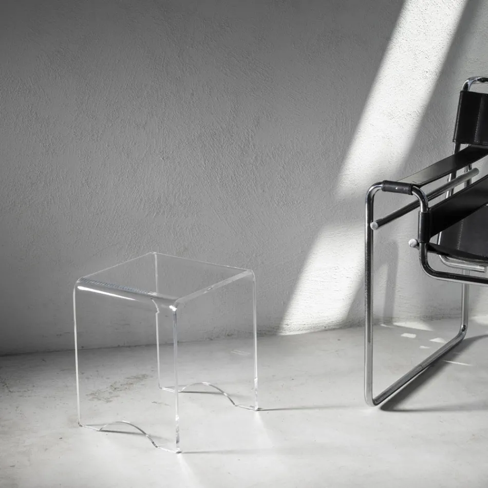 Soffbordspall Kristall Transparent Akryl Minimal Italiensk - Plarco Viadurini