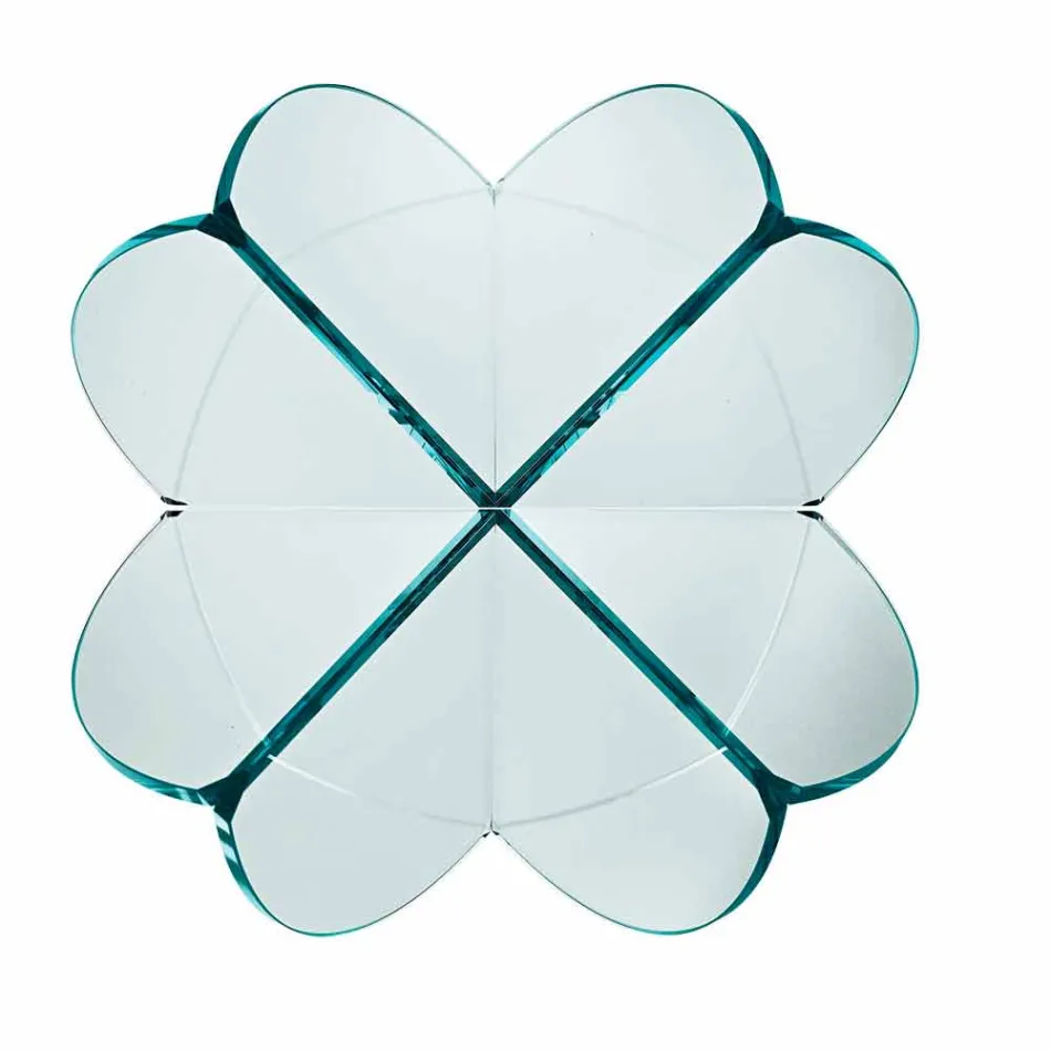 Vardagsrumsbord med transparent glasblomma och syrabas 3 storlekar - Fiorella Viadurini