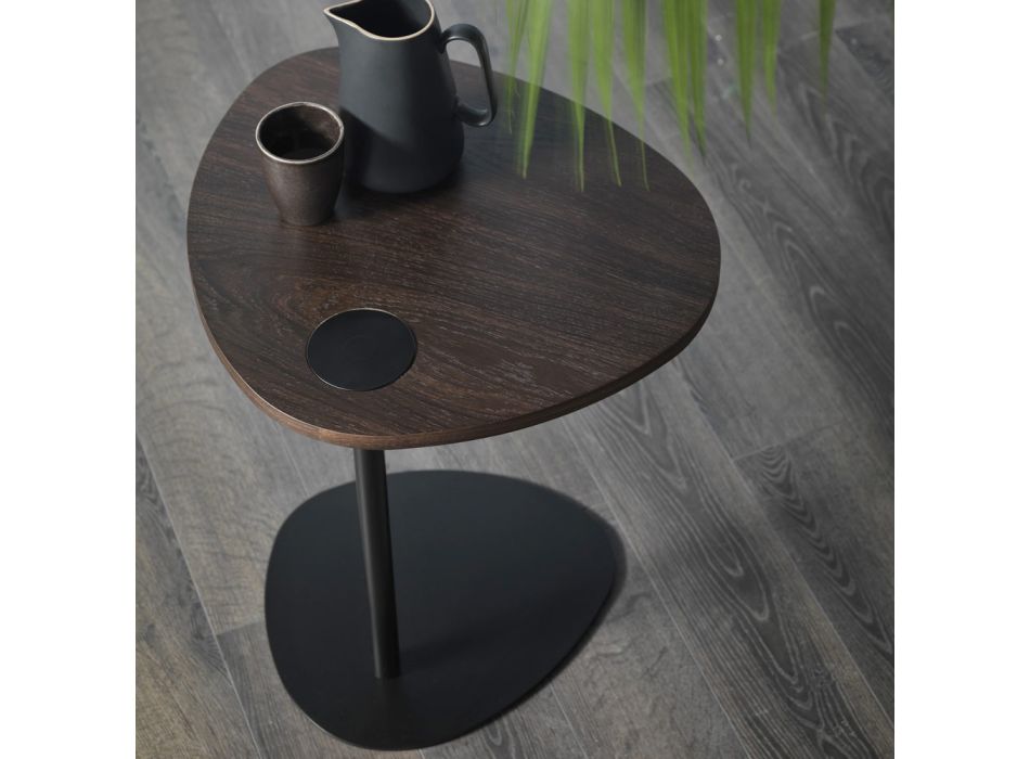 Vardagsrumsbord i metall och träplatta, lyxig design - Yassine Viadurini