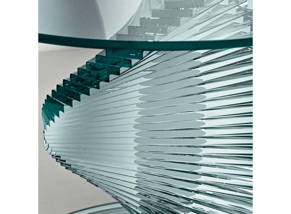Vardagsrumsbord i genomskinligt spiralglas och roterande bas - Spirulo Viadurini