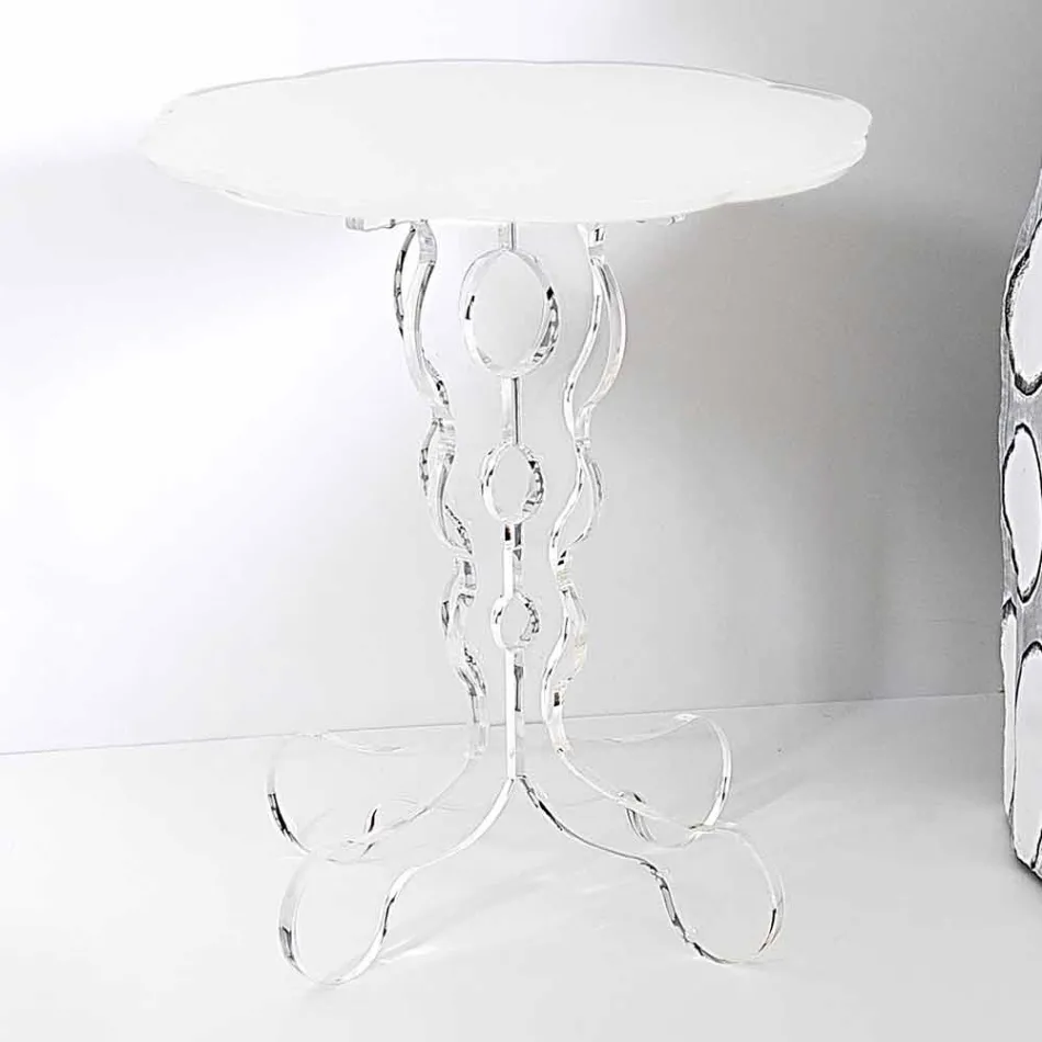 vit rundabords 36cm diameter modern design Janis, tillverkad i Italien Viadurini
