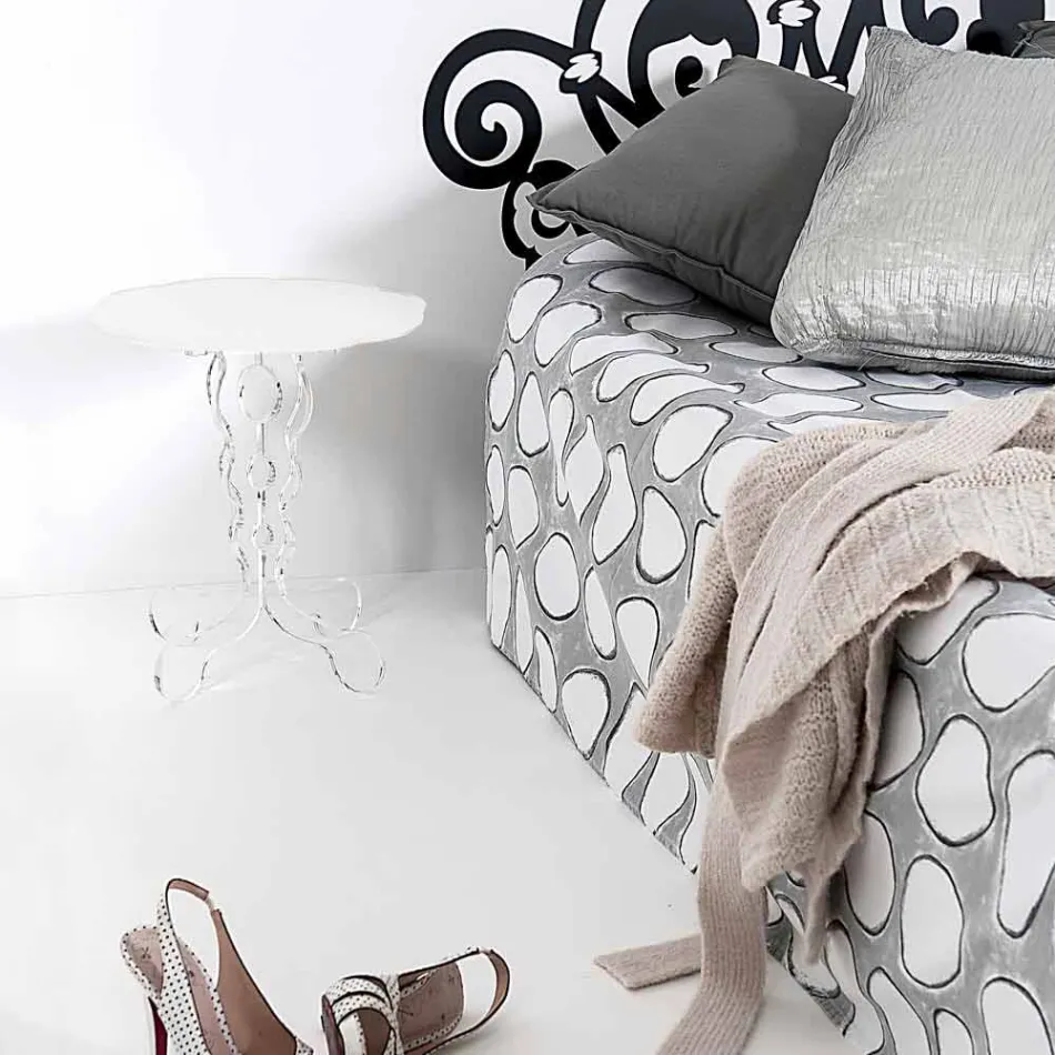 vit rundabords 36cm diameter modern design Janis, tillverkad i Italien Viadurini