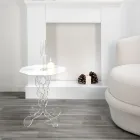 Vitt runt soffbord, diameter 50cm, modern design Janis, tillverkat i Italien Viadurini