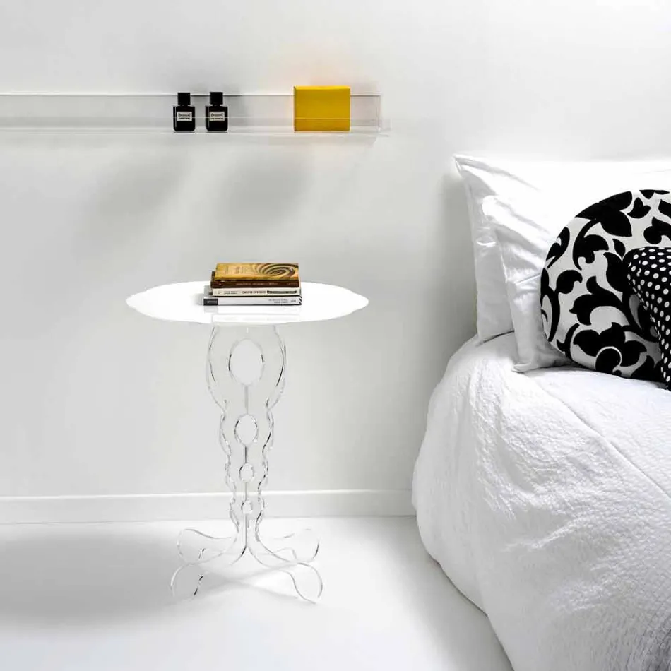 vit rundabords 50cm diameter modern design Janis, tillverkad i Italien Viadurini