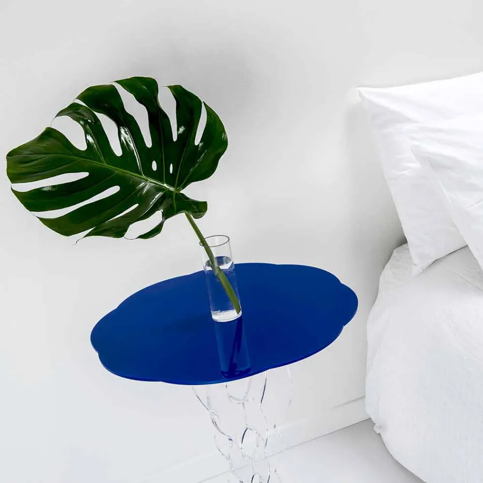 Blå rundabords diameter 50 cm Janis modern design, tillverkad i Italien Viadurini