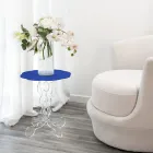 Runt blått soffbord diameter 50 cm Janis modern design, tillverkad i Italien Viadurini