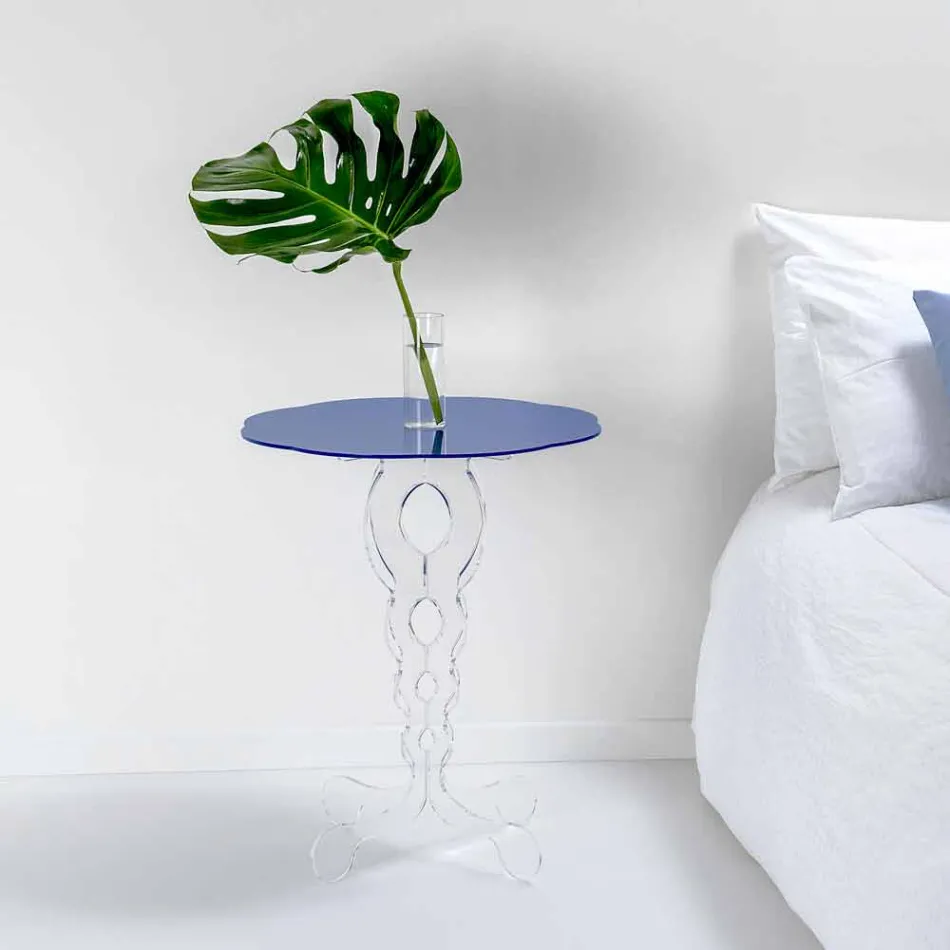 Blå rundabords diameter 50 cm Janis modern design, tillverkad i Italien Viadurini