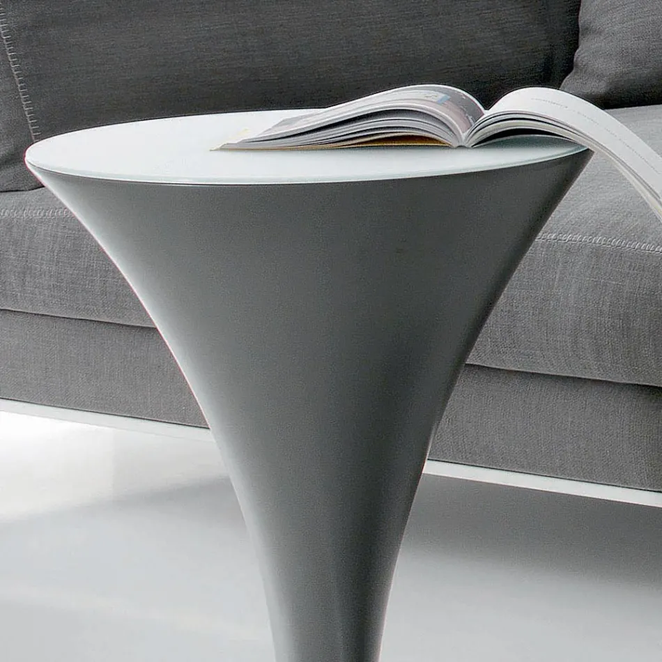 Rund soffbordsbåtsform i metall och etsat glas - ombordstigning Viadurini