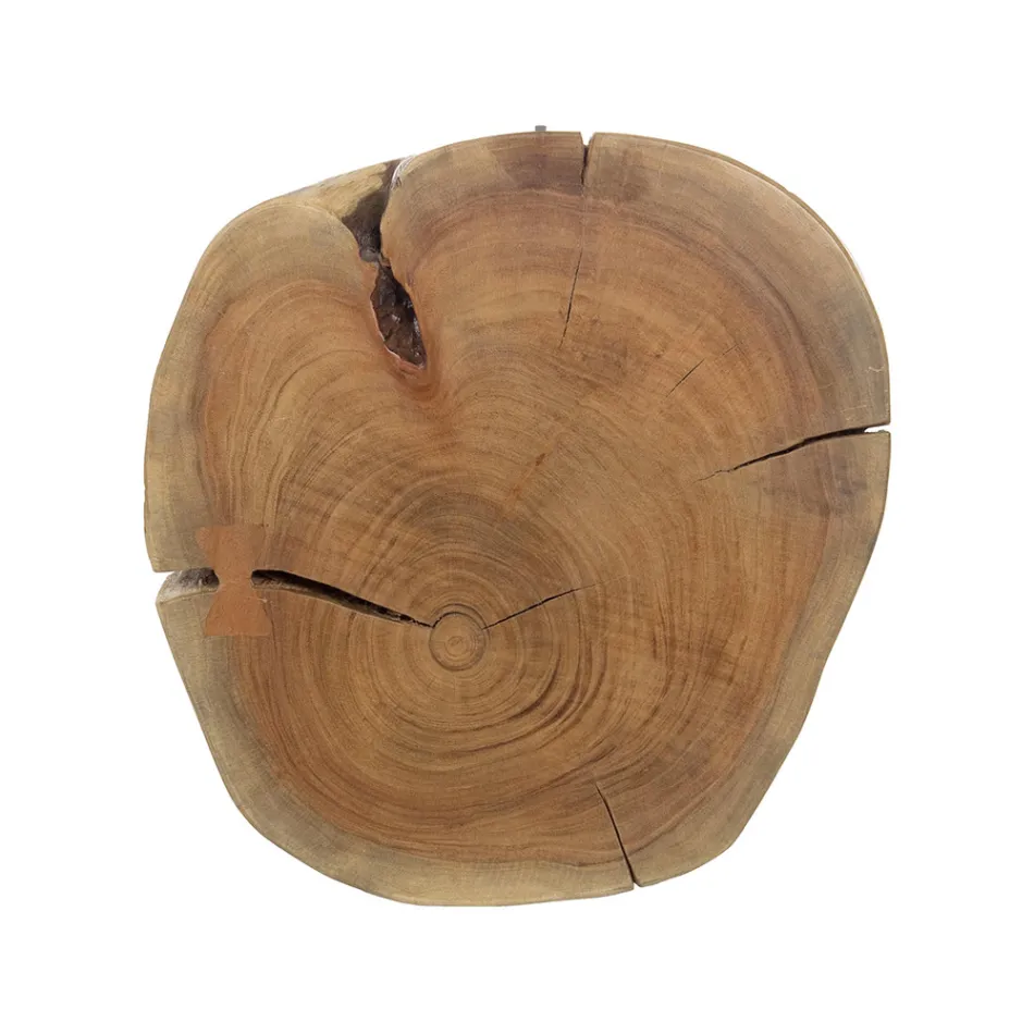 Runt soffbord i stam av trä och stål Homemotion - Tancredi Viadurini