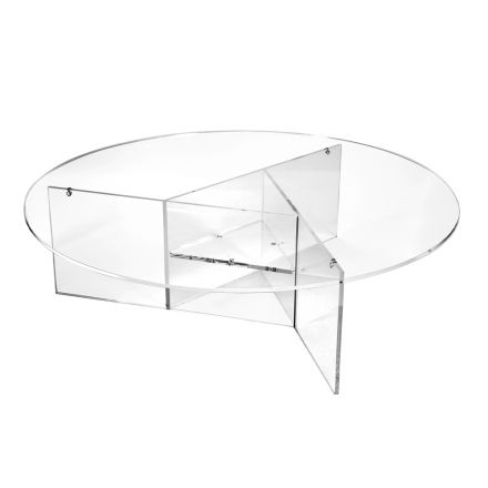 Runt soffbord för vardagsrum i transparent plexiglas - Dazeglio Viadurini