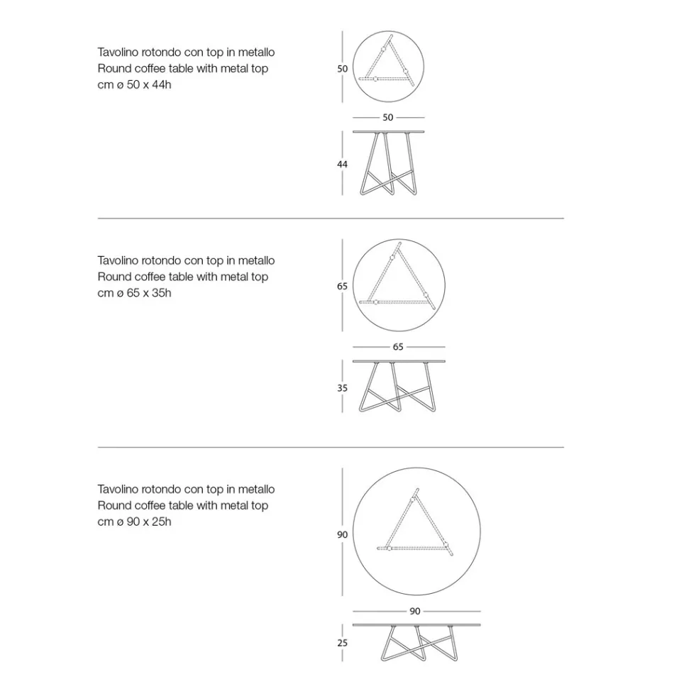 Runt trädgårdssoffbord i metall i olika färger och 3 storlekar - Magali Viadurini
