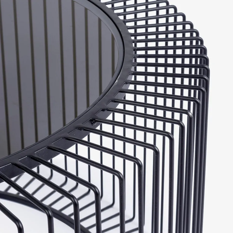 Runt soffbord i målat stål och härdat glas - Apuleio Viadurini