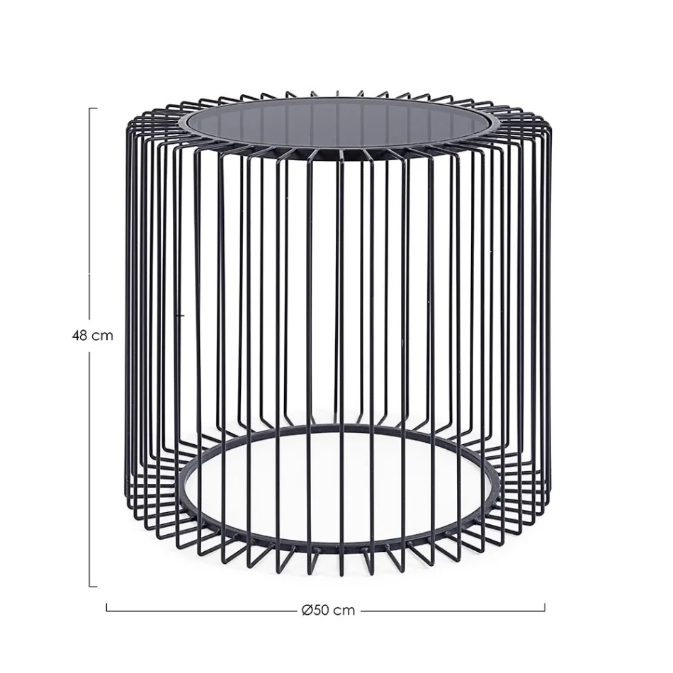Runt soffbord i målat stål och härdat glas - Apuleio Viadurini