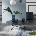 Runt vardagsrumssoffbord i lyxig marmoreffekt metall och glas - Magali Viadurini