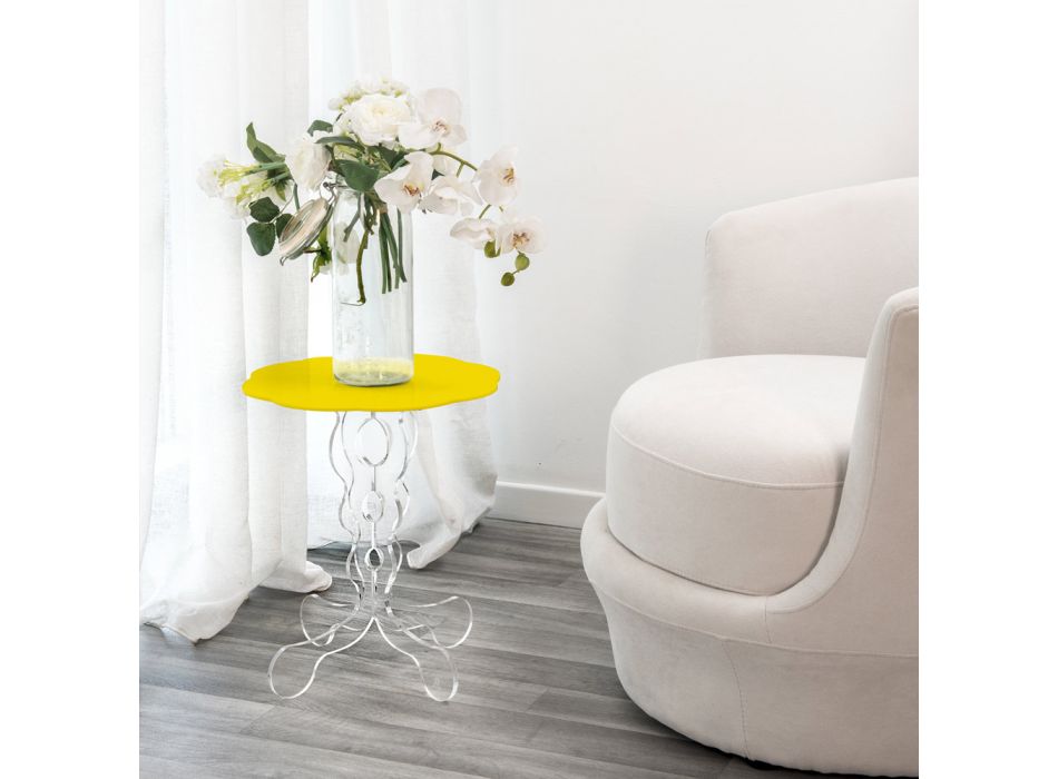 Runt gult soffbord, diameter 50cm, modern design Janis, tillverkat i Italien Viadurini