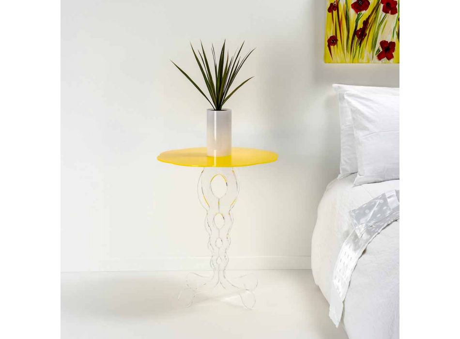 Soffbord runt gul 50cm diameter modern design Janis, tillverkad i Italien Viadurini