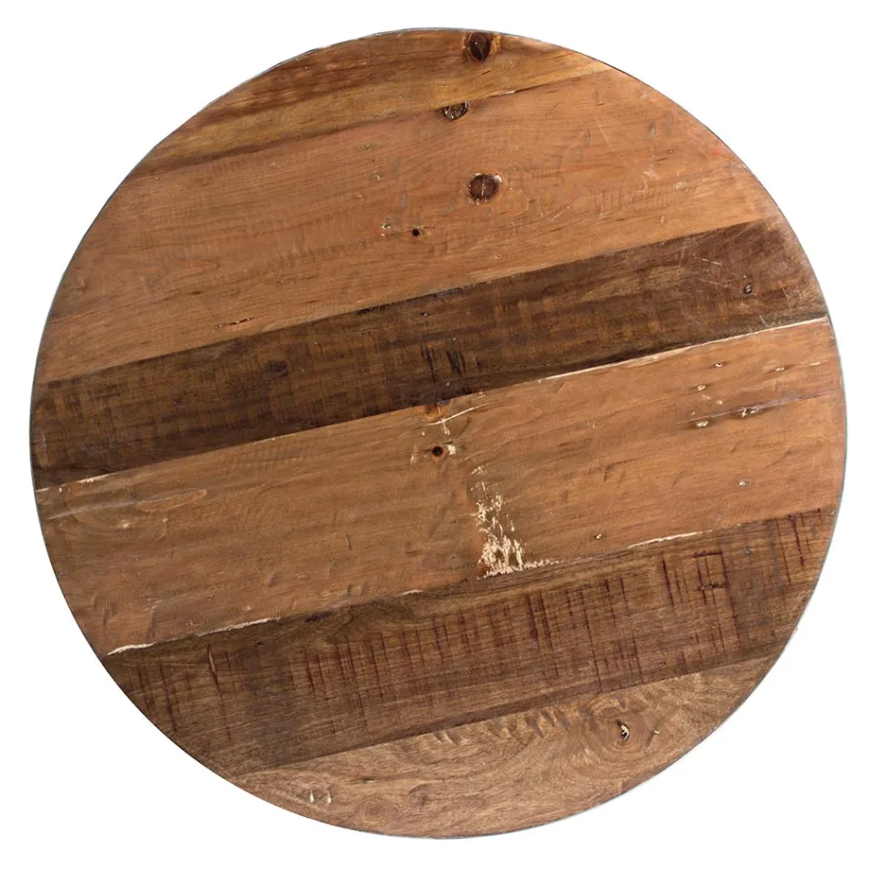 Runt soffbord i återvunnet trä och stål vitt eller grått - Genoveffa Viadurini