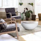 Runt soffbord i återvunnet trä och stål vitt eller grått - Genoveffa Viadurini