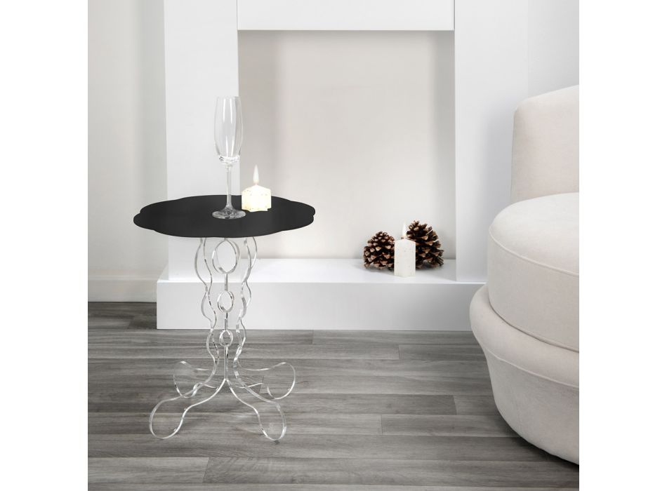 Runt svart soffbord diameter 36 cm modern design Janis, tillverkad i Italien Viadurini