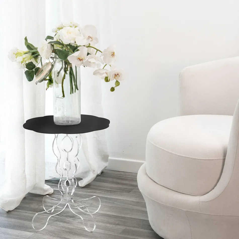 Runt svart soffbord diameter 50 cm Janis modern design, tillverkad i Italien Viadurini