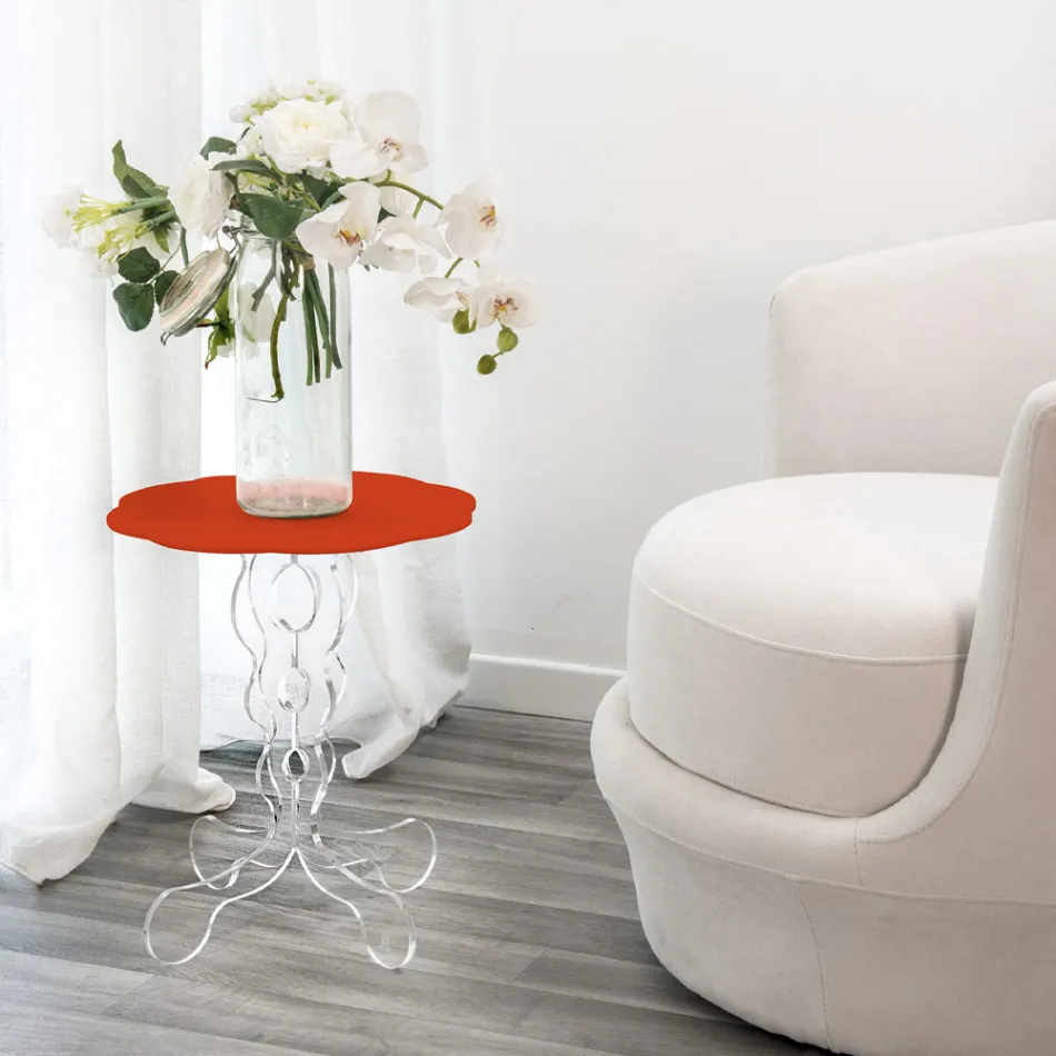 röd rundabords diameter 36 cm Janis modern design, tillverkad i Italien Viadurini