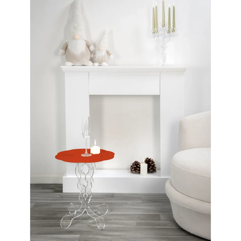 Runt rött soffbord diameter 50 cm Janis modern design, tillverkad i Italien Viadurini