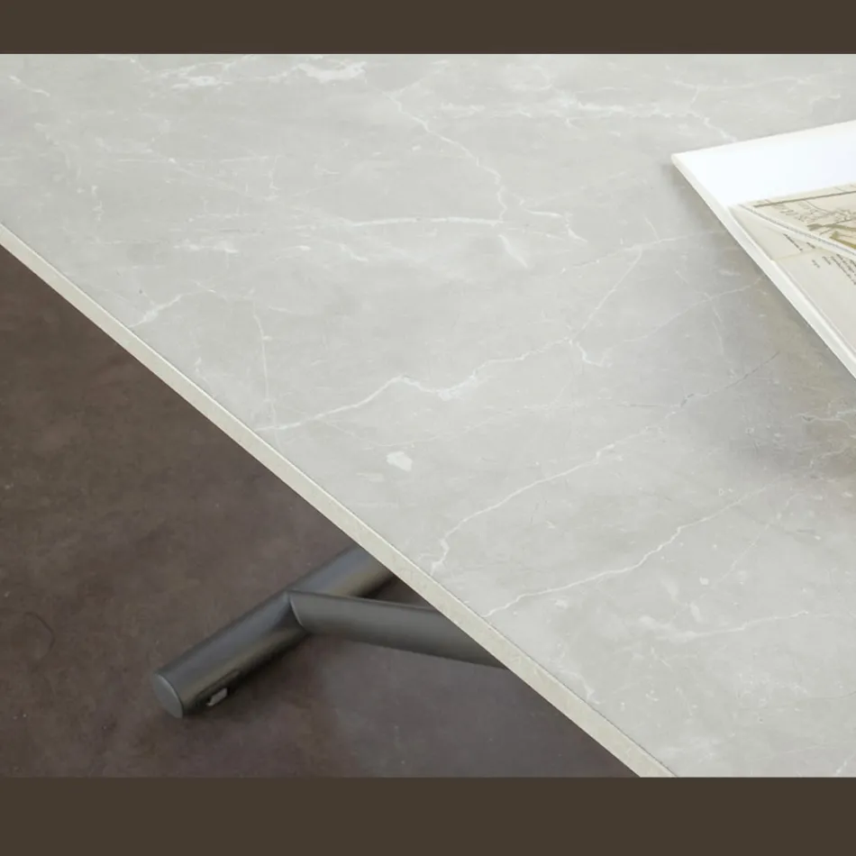 Transformerbart soffbord med justerbar höjd upp till 82 cm Tillverkat i Italien - Hjul Viadurini