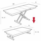 Omvandlingsbart vardagsrumsbord i Fenix och metall tillverkat i Italien - Chiano Viadurini