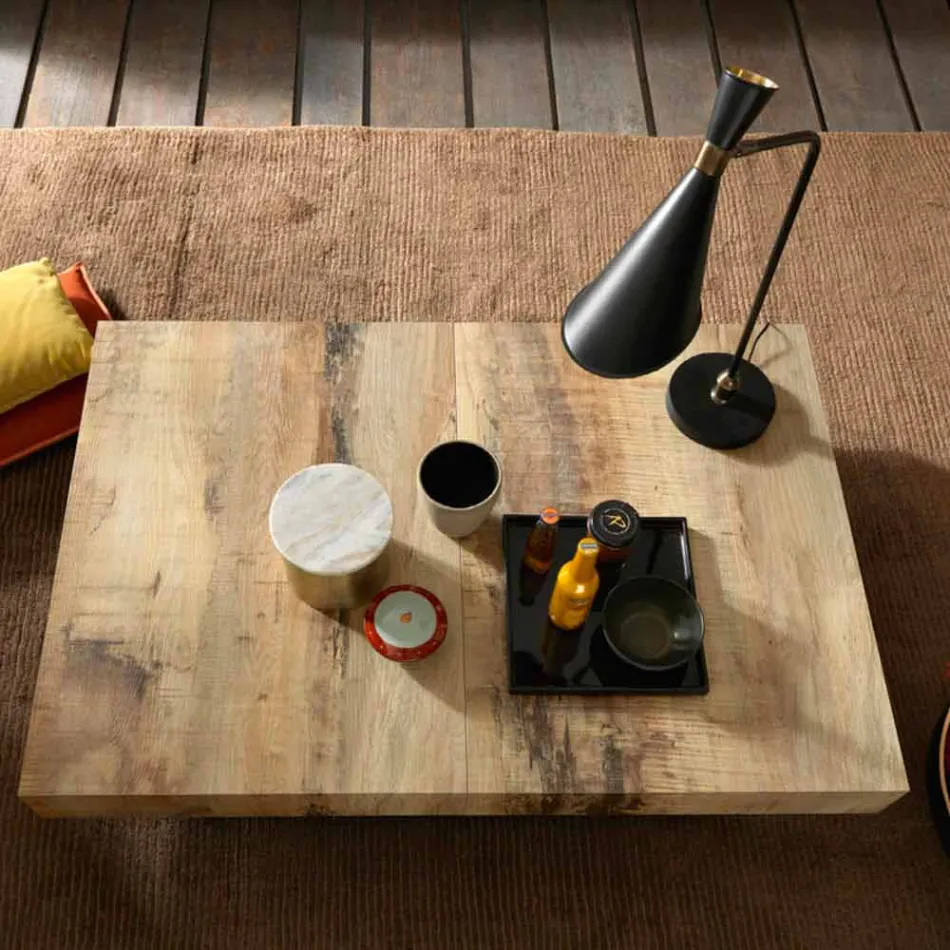 Transformerbart soffbord i trä och svartmetall tillverkat i Italien - Niverio Viadurini