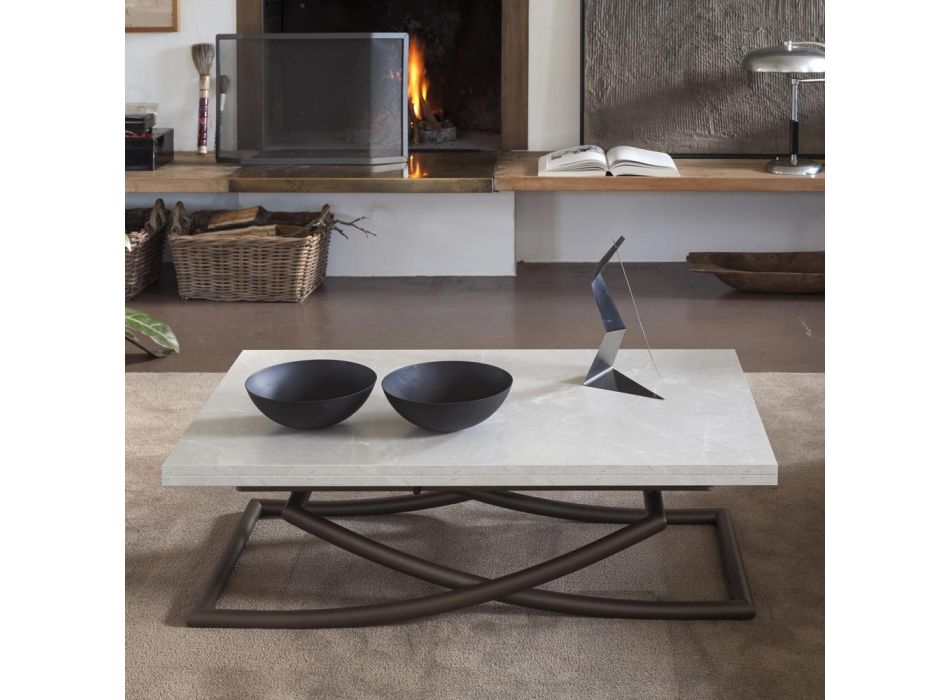 Transformerbart soffbord i trämatbord Tillverkat i Italien - Aikido Viadurini