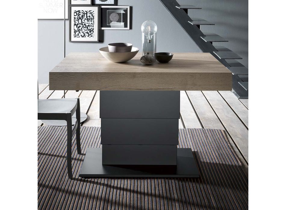 Transformerbart soffbord i matbord av trä Tillverkat i Italien - Polar Viadurini