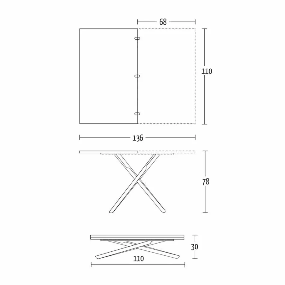 Soffbord som kan göras om till ett matbord Träskiva och metallbotten - persika Viadurini