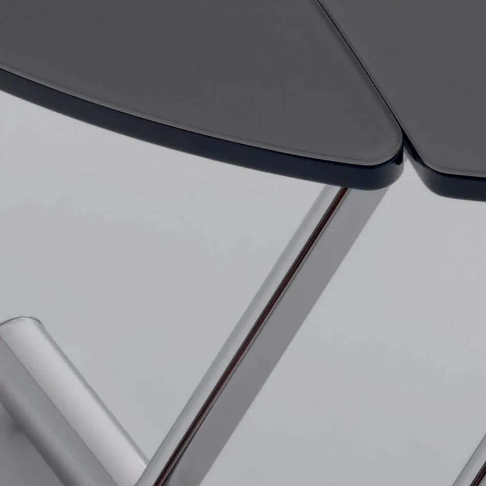 Transformerbart soffbord i runt matbord i metall och glas - Giordana Viadurini