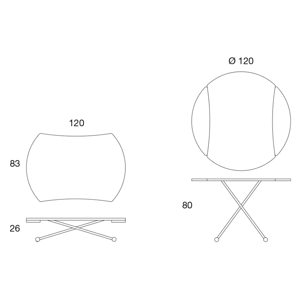 Transformerbart soffbord i runt matbord i metall och glas - Giordana Viadurini
