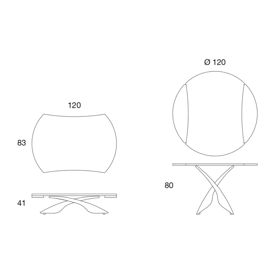 Transformerbart soffbord i metall och glas Vardagsbord - Giordano Viadurini