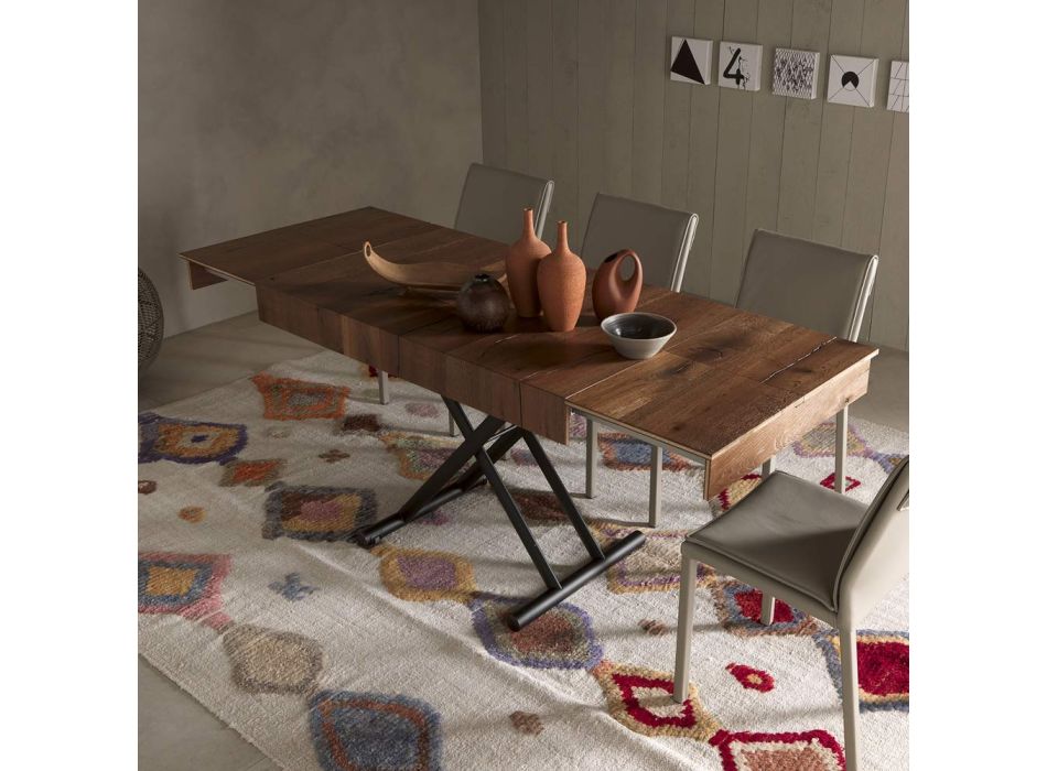 Transformerbart soffbord i metall och träbord tillverkat i Italien - Polaris Viadurini
