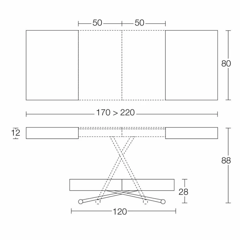 Modernt omvandlingsbart soffbord med Malta Effect Top tillverkat i Italien - Patroclus Viadurini