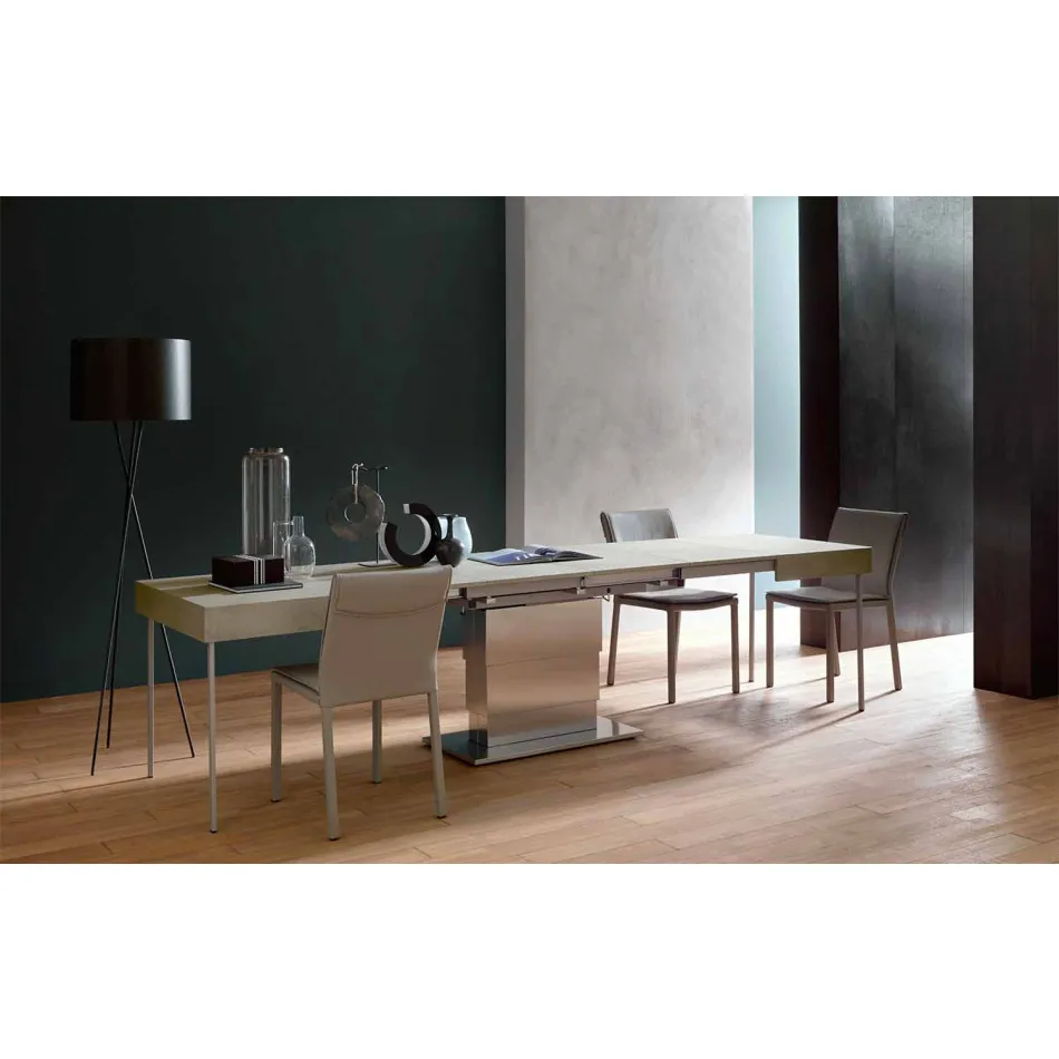 Modernt omvandlingsbart soffbord med Mortel Effect Top tillverkat i Italien - Salomon Viadurini