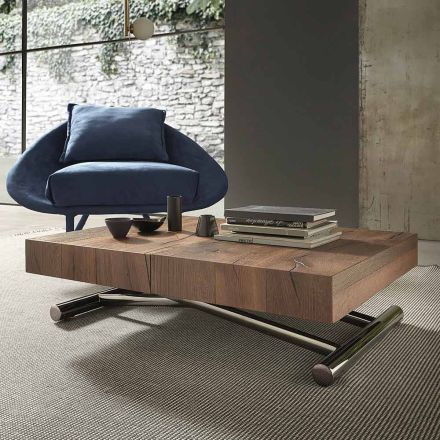 Modernt omvandlingsbart soffbord i trä och metall, tillverkat i Italien - Spirit Viadurini