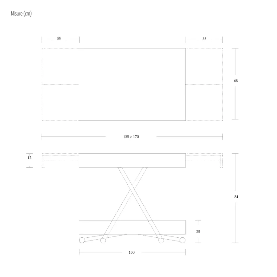 Modernt transformerbart soffbord i metall och trä Tillverkat i Italien - Universum Viadurini